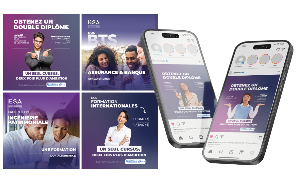 ESA – formulaire d'inscription et visuels social media par Kevin Tony
