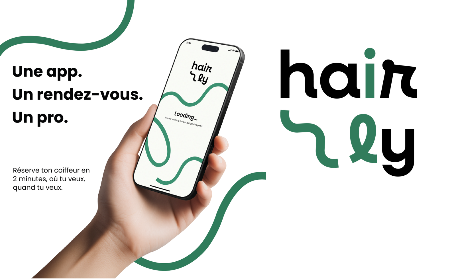 Interface de l'application de réservation Hairly par Kevin Tony